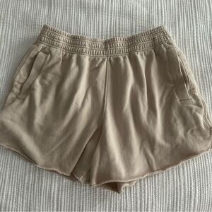 Aerie Women’s Tan Comfort Shorts Elastic Waistband Size Medium Cotton